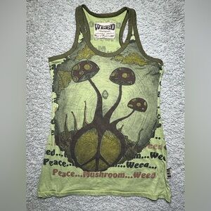 Weed Dress Womens Medium Peace Mushroom Weed Festival Party Casual Racerback